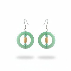Opaque Iridescent Circle Dangle Drop Earrings